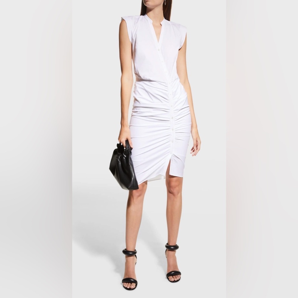 Veronica Beard White Asymmetrical Ruched Dress